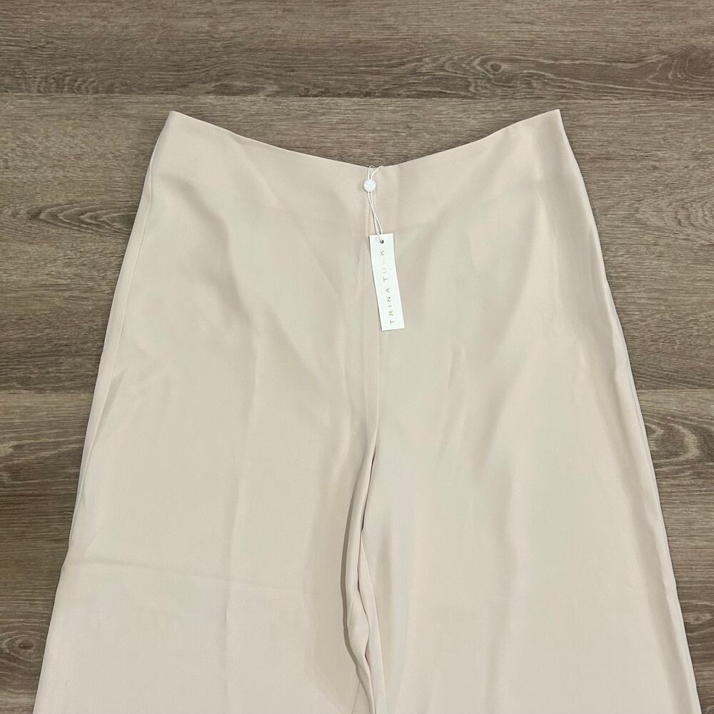 Trina Turk Bahooka Wide Leg Cropped Pant Ecru Size 10 NWT Cuffed Hem - Picture 3 of 15